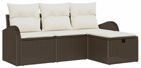 Kerti Kanapé Szett 4 pcs Barna és krémszínű 179 x 117 x 85 cm