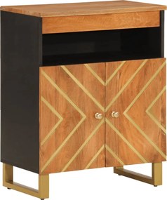 vidaXL barna és fekete tömör mangófa kisszekrény 60x33,5x75 cm