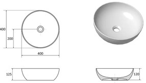 Ravak XJX01140003 - UNI SLIM ráépíthető mosdó átm. 40 cm kerámia/fehér