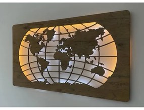 Li-Go 4868/DUB2 - LED fali dekoráció LED/24W/230V 110x60 cm tölgy/világtérkép