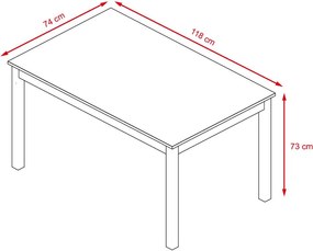 Catini KAMPALI Étkezőgarnitúra 4x szék + asztal - Fehér