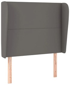 szürke műbőr fejtámla szárnyakkal 83 x 23 x 118/128 cm