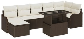 8 darabos kert kanapé szett párnákkal Barna Poly Rattan, 2 fős kert kanapé párnákkal Barna Poly Rattan