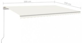 krémszínű kézzel kihúzható napellenző 500 x 350 cm