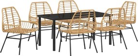 vidaXL Kert étkező szett 7 pcs Barna polirattan