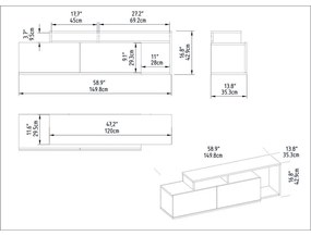 TV szekrény Nexera - Black, Walnut