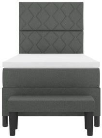 Box Spring Ágy Matraccal és Pad Sötétszürke 90x200 cm Szövet