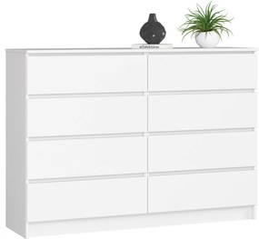 Komód szekrény K140 8 fiókos fehér Akd