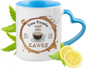 Fodrászoknak Kék Bögre Szív Alakú Füllel Ajándék