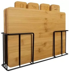 Bambusz vágódeszkák Ruhhy állvánnyal - 4 db