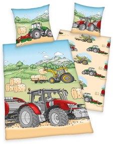 Herding Gyerek flanel ágynemű Traktor , 135 x 200cm, 80 x 80 cm