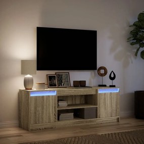 sonoma tölgy színű szerelt fa LED-es TV-szekrény 139,5x34x50 cm