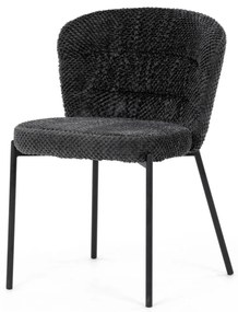 Scaun de sufragerie, stofă gri, picioare metalice negre