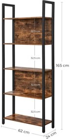 NAVARO könyvespolc barna/fekete