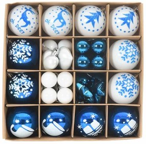 Karácsonyi Díszgömb Készlet 40 pcs Kék és Fehér