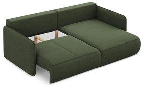 Zöld kinyitható-tárolóhelyes sarokkanapé (jobb oldali) Nanea – Makamii