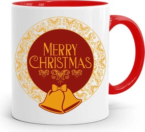 Piros Karácsonyi Bögre Mikulás Karácsonyfa Alá, fényképes nyomattal