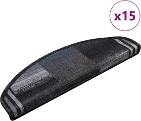 vidaXL 15 db fekete-szürke öntapadó lépcsőszőnyeg 65 x 21 x 4 cm