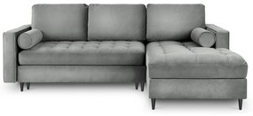Santo világosszürke kinyitható bársony sarokkanapé, jobb oldali - Milo Casa