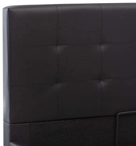 fekete műbőr ágykeret hidraulikus ágyneműtartóval 90 x 200 cm