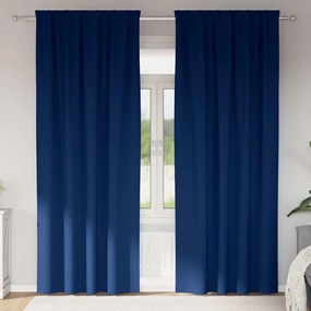 Függönyök függönyökkel 2 pcs Sötétkék 225x140cm Poliészter