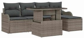 vidaXL Kerti Kanapé Szett párnával 6 pcs Szürke Polyrattan