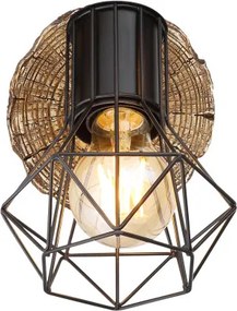 Globo 54017W-1 Spotlámpa fém fekete, műanyag fa megjelenés, fém fekete, SZxM: 130x185mm, AL: 195mm, fényforrás nélkül szállítva 1x E27 60W 230V