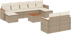 vidaXL 10 részes bézs polyrattan kerti ülőgarnitúra párnával