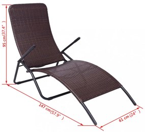 barna összecsukható polyrattan napozóágy