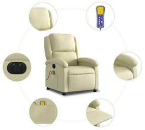 krémszínű valódi bőr elektromos dönthető masszázsfotel