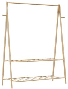 bambusz ruhaállvány polcokkal 132 x 45,5 x 150,5 cm