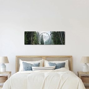 Kép az erdei tóról (órával) (90x30 cm)