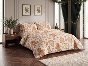 Krepp ágyneműhuzat GINGERBREAD JOY bézs Ágyneműhuzat mérete: 70 x 90 cm | 140 x 200 cm