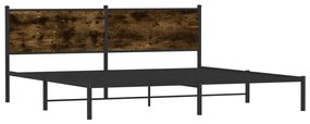 füstös tölgy színű fém ágykeret matrac nélkül 200 x 200 cm
