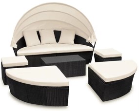 Deuba Rattan kerti ágy LAZY BIG Ø226 cm - fekete