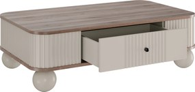 Vesper dohányzóasztal 103x60 cm fiókkal - kasmír / dió / fekete fogantyúval / gömb lábakkal