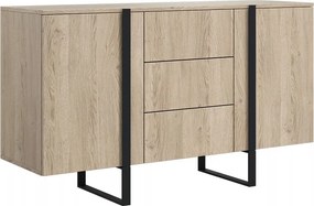 Verica komód 150 cm kétajtós fiókos - vajas tölgy / fekete lábak