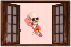 Poszter 60x40 Koponya virágokkal