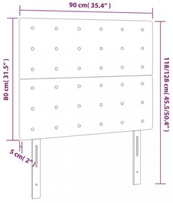 fekete műbőr LED-es fejtámla 90x5x118/128 cm