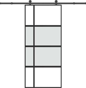 vidaXL tolóajtó vasalattal 90x205 cm edzett üveg és alumínium szett