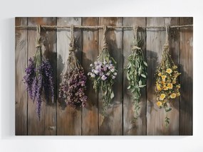Canvas Vászonkép Szárított Gyógynövények Levendula Virágok Rusztikus 60x40