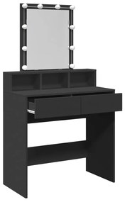 fekete fésülködőasztal LED-del 80 x 41 x 144,5 cm