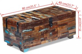 ládika dohányzóasztal tömör újrahasznosított fa 80x40x35 cm