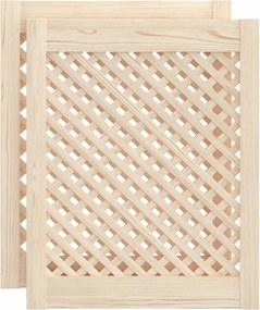 vidaXL 2 db tömör fenyőfa rácsos szekrényajtó 49,5x61,5 cm