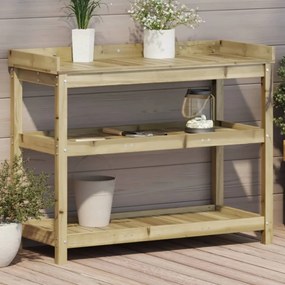 impregnált fenyőfa ültetőasztal polcokkal 108 x 45 x 86,5 cm