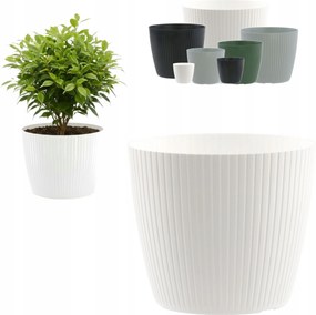 Virágtartó fedő kerek Ø 20 cm csíkos fehér függőleges barázdák