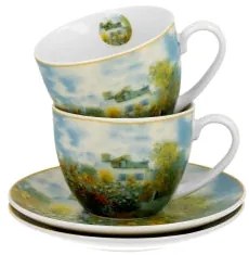 Porcelán csésze + alj 270 ml 2 személyes dobozban Monet kertje Argenteuilban
