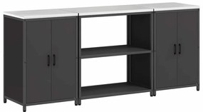 Konyhai Tároló Készlet polcokkal 3 pcs Fekete 210 x 50 x 92 cm