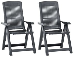 vidaXL 2 db antracitszürke dönthető műanyag kerti szék