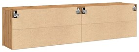 2 db kézműves tölgy falra szerelhető TV-szekrény 80x30x41 cm